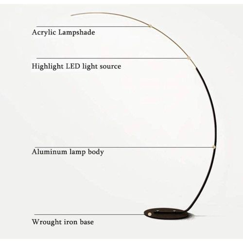 LED Arc Floor Lamp Black, Modern Metal Floor Light with 3 Color Temperatures Black