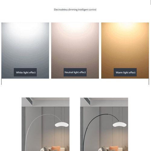 Nordic Style Modern Fishing Floor Lamp with Marble Base, with Three Dimmable Colors using Ground Switch, Suitable for Villa Vertical lighting, Living room Lighting, Bedroom Decoration Lamp. (Black)