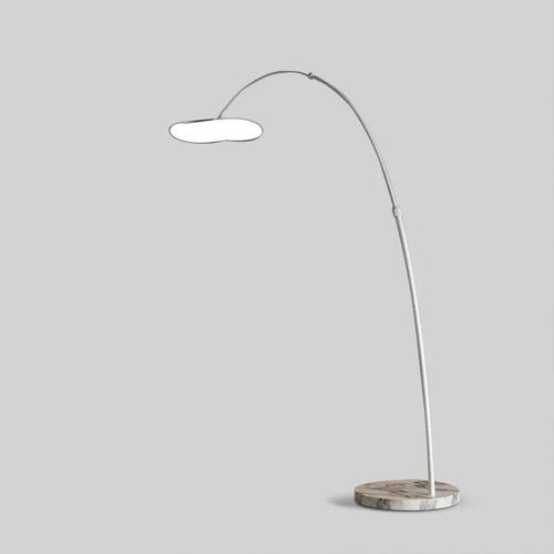 Nordic Style Modern Fishing Floor Lamp with Marble Base, with Three Dimmable Colors using Ground Switch, Suitable for Villa Vertical lighting, Living room Lighting, Bedroom Decoration Lamp. (White)