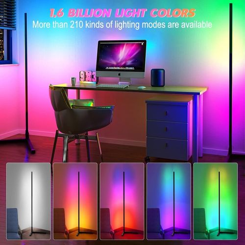 Corner Floor Lamp, 62.2” RGB Color Changing Mood Lighting Corner Lamp with Bluetooth & Remote Control with Music Sync & Timing Function for Living Room, Gaming Room