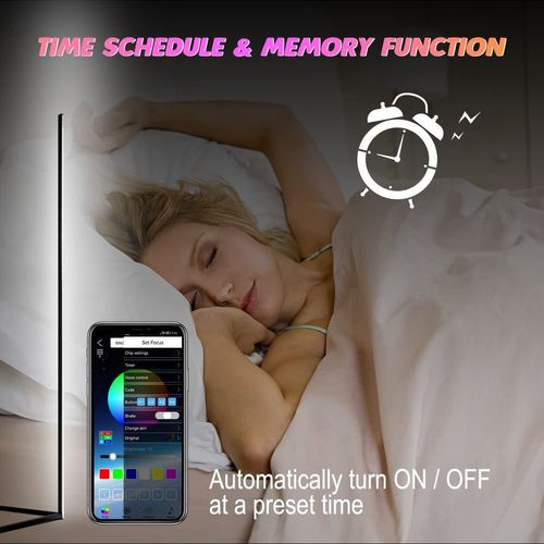 Corner Floor Lamp, 62.2” RGB Color Changing Mood Lighting Corner Lamp with Bluetooth & Remote Control with Music Sync & Timing Function for Living Room, Gaming Room
