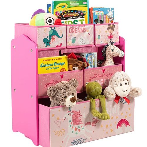 Unicorn Design Toy Organizer With Storage Bin Pink Width 63cm X Depth 30cm X Height 60cmcentimeter