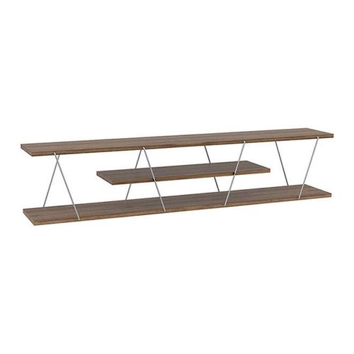 Tars Modern TV Stand Walnut Chrome 143 x 32 x 31centimeter