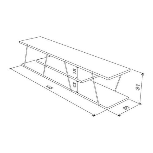 Tars Modern TV Stand Walnut Chrome 143 x 32 x 31centimeter