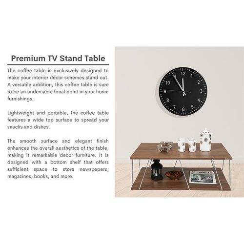 Tars Modern TV Stand Walnut Chrome 143 x 32 x 31centimeter