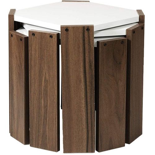 Set Of 3 Hansel Nested Coffee Table Walnut White