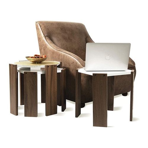 Set Of 3 Hansel Nested Coffee Table Walnut White