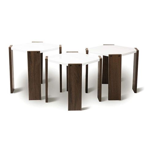 Set Of 3 Hansel Nested Coffee Table Walnut White