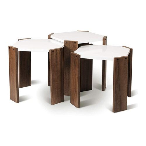 Set Of 3 Hansel Nested Coffee Table Walnut White