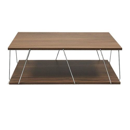 Tars Modern Coffee Table for Living Room Walnut Chrome