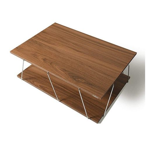 Tars Modern Coffee Table for Living Room Walnut Chrome