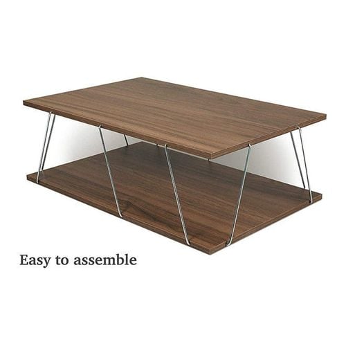 Tars Modern Coffee Table for Living Room Walnut Chrome