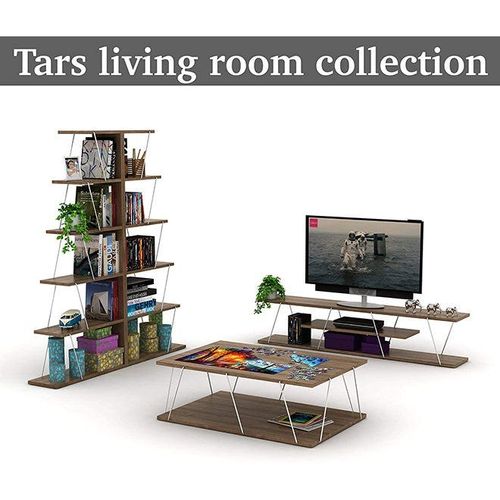 Tars Modern Coffee Table for Living Room Walnut Chrome