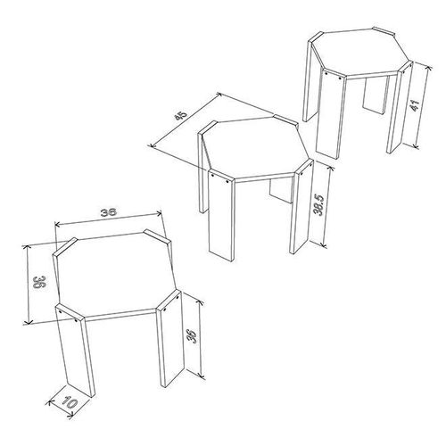 Set Of 3 Hansel Nested Coffee Table White