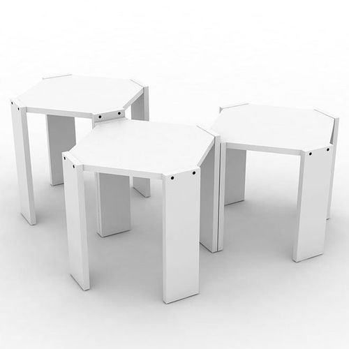 Set Of 3 Hansel Nested Coffee Table White