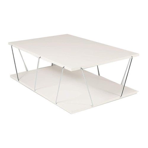 Tars Modern Coffee Table for Living Room White Chrome