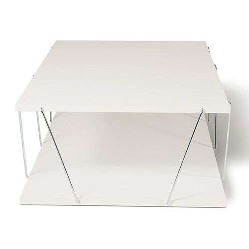 Tars Modern Coffee Table for Living Room White Chrome