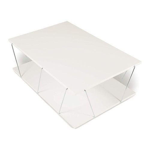 Tars Modern Coffee Table for Living Room White Chrome