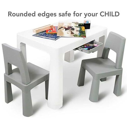 3-Piece Study Table And Chair Set White/Grey