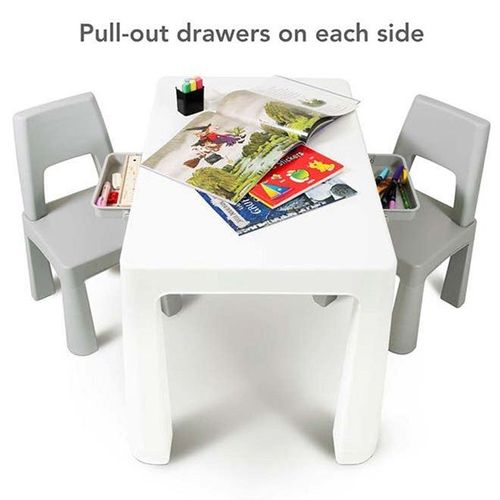 3-Piece Study Table And Chair Set White/Grey