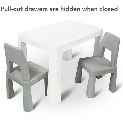 3-Piece Study Table And Chair Set White/Grey