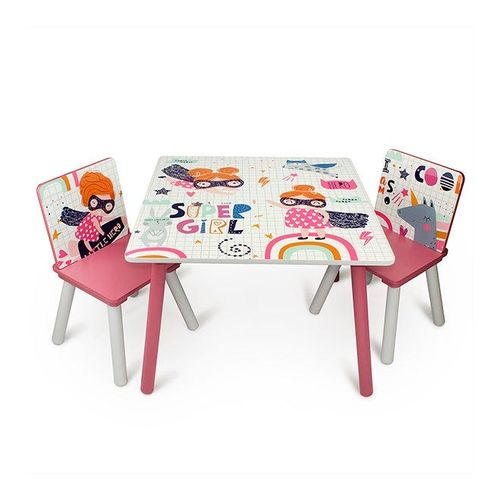2-Piece Chair With Table Set Multicolour