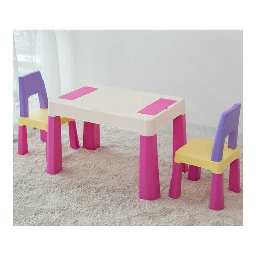 2-In-1 Kids Building Block Study Table Chair Set Multi Color Length79.5cm Depth 33cm  Width 54cm33cm, Height 53cm Extend upto 55cmcm