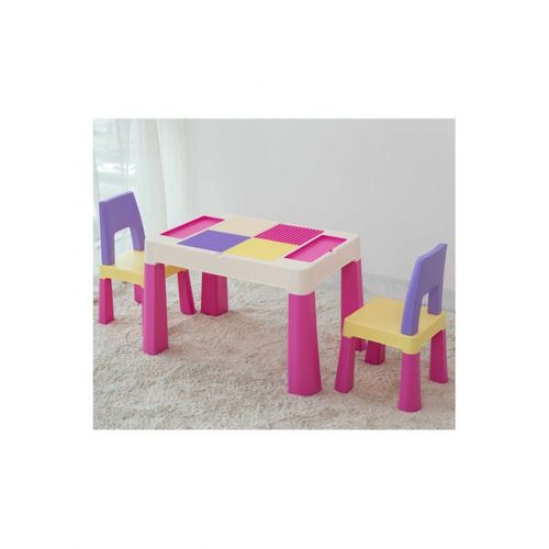2-In-1 Kids Building Block Study Table Chair Set Multi Color Length79.5cm Depth 33cm  Width 54cm33cm, Height 53cm Extend upto 55cmcm
