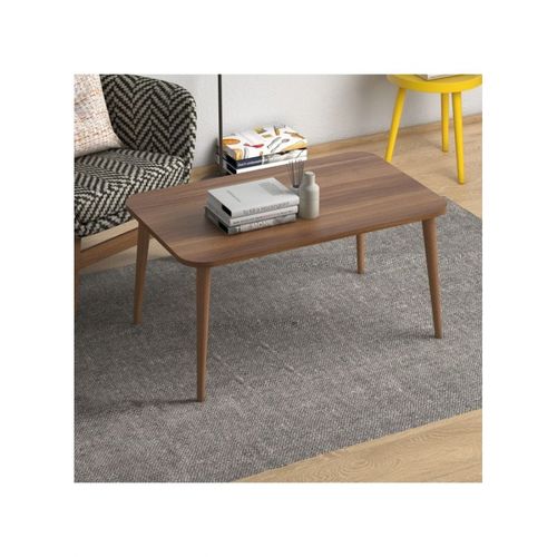 Soul Made In Turkey Modern Coffee Table Centre Table For Living Room, Easy Assembly Wood Legs - Walnut