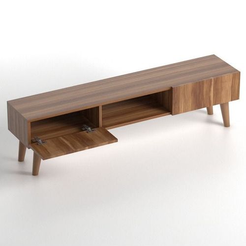 Atlantis Modern Tv Stand For Living Room, Tv Unit Media With Wall Mount Shelf - Walnut