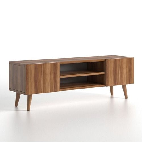 Etna Modern Tv Stand For Living Room, Tv Unit Media Solid Beech Wood Legs - Walnut