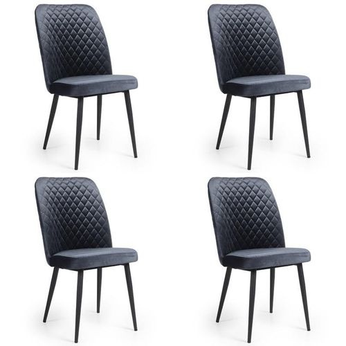 Tufi Dining Room Chairs Set of 4 Velvet fabric Living Room Chair Kitchen Chair Black Metal steel Legs Chair (Set of 4) - Steel Blue