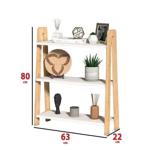 COMO Made In Turkey Modern Book Shelves for Living Room or Study Room Book Shelve, Easy Assembly Book Shelf - Oak and White