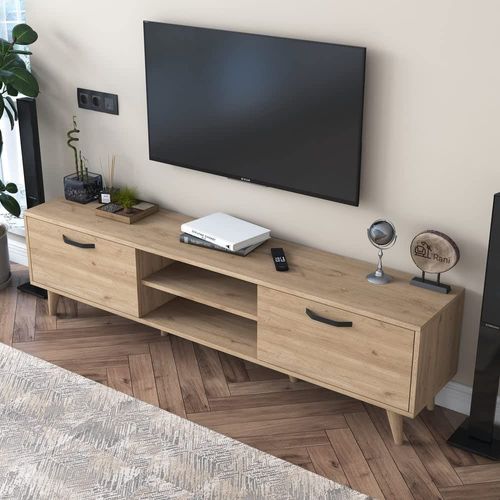 Tv Unit Modern Free Standing Tv Stand 180 cm - Oak