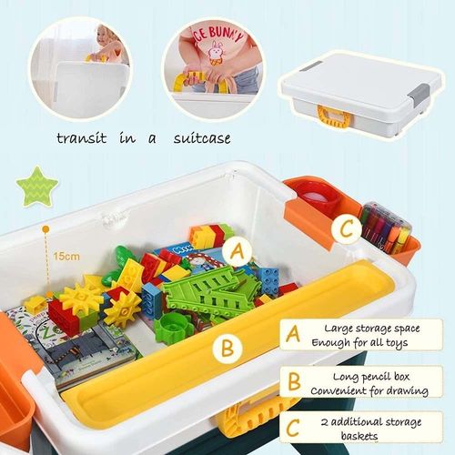 5-in-1 Children's Activity Table Play Table Children's Desk with Storage Space, Children's Seating Set, Building Block Table, Sand Table, Water Table with