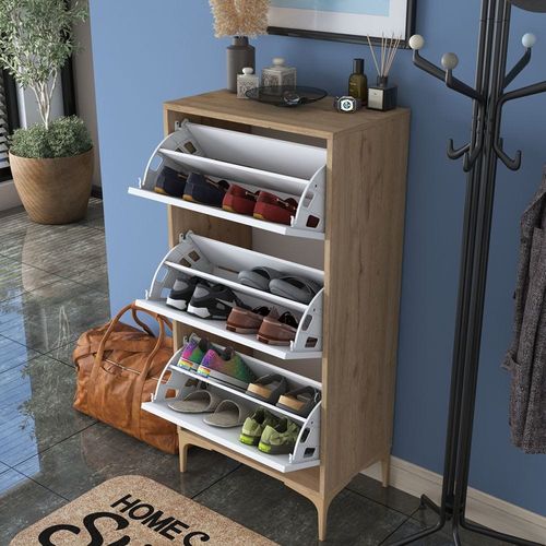 HC Home Canvas Otto Shoe Cabinet Walnut and White