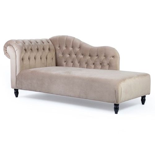 Home Canvas FAYE Chesterfield Chaise Lounge Couch Button tuffted Velvet Diwan for Your Loving Space Living Room, Office, Bedroom (Gold)