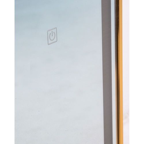 Kayla Gold Frame LED Rectangle Mirror with Rounded Corners 