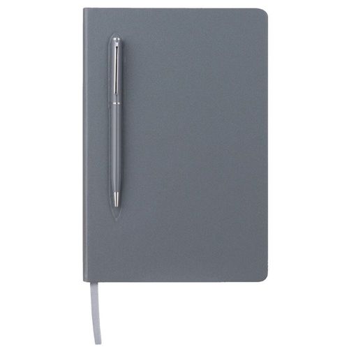 Giftology - Campina Hard Cover Notebook W/ Metal Pen - A5 - Grey