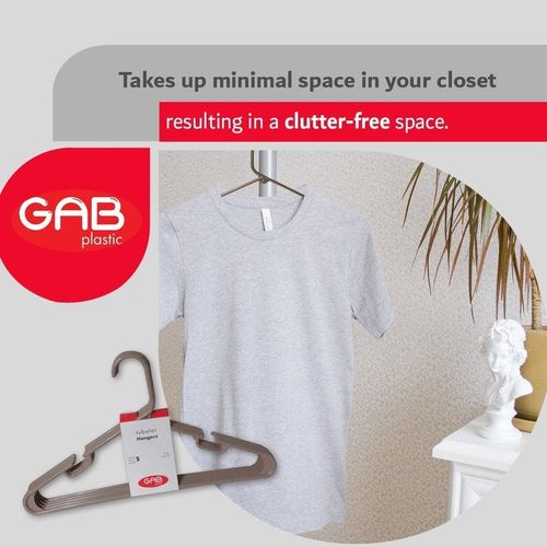 GAB Plastic, Plastic Hangers, Mocha, Pack of 15, Durable Tubular Plastic Hangers, Heavy Duty Hangers, Clothes Hangers, Made from Recycled Plastic, Hangers With Slits, For Wet & Dry Clothes.