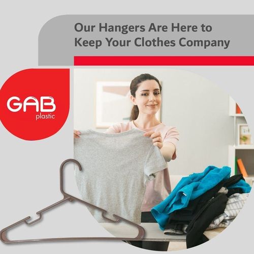 GAB Plastic, Plastic Hangers, Mocha, Pack of 15, Durable Tubular Plastic Hangers, Heavy Duty Hangers, Clothes Hangers, Made from Recycled Plastic, Hangers With Slits, For Wet & Dry Clothes.