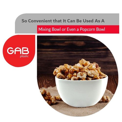 GAB Plastic, Salad Bowl, Set of 2, Medium and large mixing bowl and serving bowl, Kitchen tool, Great for serving salad, fruits, popcorn, or chips, Sturdy and durable, Made from BPA-free Plastic