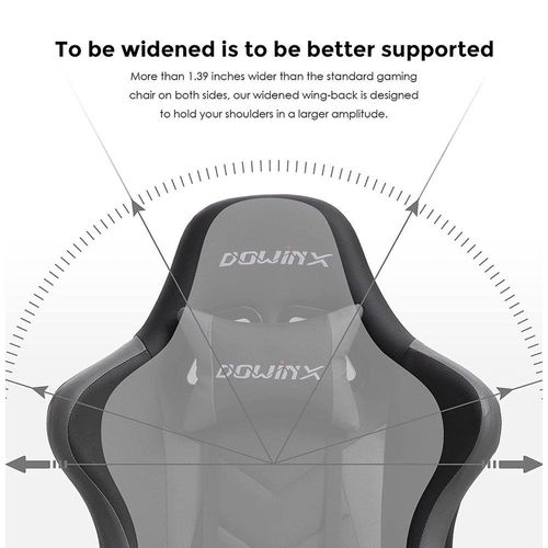 Gaming Chair Ergonomic Office Recliner for Computer with Massage Lumbar Support, Racing Style Armchair PU Leather E-Sports Gamer Chairs with Retractable Footrest (Black&Gray)