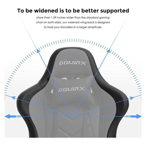 Gaming Chair Ergonomic Office Recliner for Computer with Massage Lumbar Support, Racing Style Armchair PU Leather E-Sports Gamer Chairs with Retractable Footrest (Black)