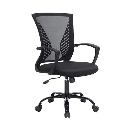 Office Chair, Mesh Chair, Swivel, Height Adjustable, Tilt Function, Breathable Mesh Seat and Backrest, for Study Office Studio, Max Load Capacity 120 kg, Black OBN22BK
