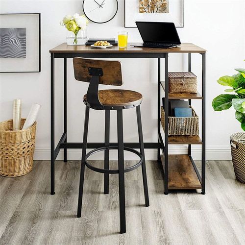 Mahmmayi Bar Stools, Tall Bar Chairs with Backrest, Set of 2 Kitchen Stools, Heavy-Duty Steel Frame, 28.8-Inch High, Easy Assembly, Industrial, Rustic Brown and Black ULBC026B01