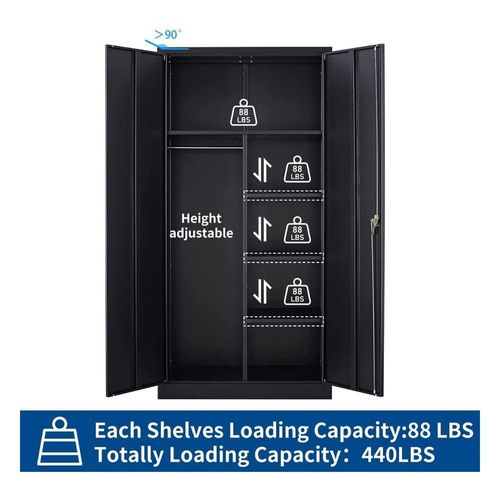 Victory Steel Japan OEM Steel Wardrobe, Premium Quality Modern Design Storage Organizer for Home, Black