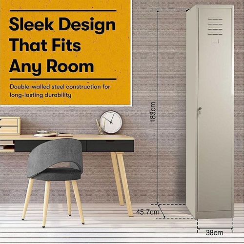 Victory Steel Japan Compartment Storage Steel Locker Filing Cabinet (Single Door, Beige)