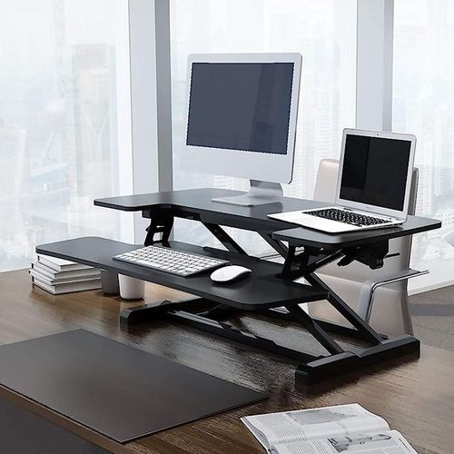 Stand Up Desk Converter -28 Standing Desk Riser with Deep Keyboard Tray for Laptop (28", Black)