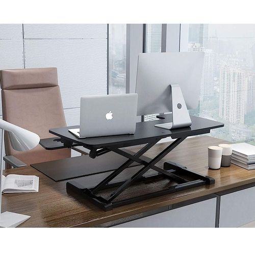 Stand Up Desk Converter -28 Standing Desk Riser with Deep Keyboard Tray for Laptop (28", Black)